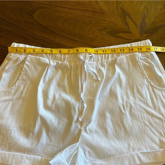 COZY White linen blend sustainable stretchy drawstring shorts Size XXL NWT - Picture 5 of 8